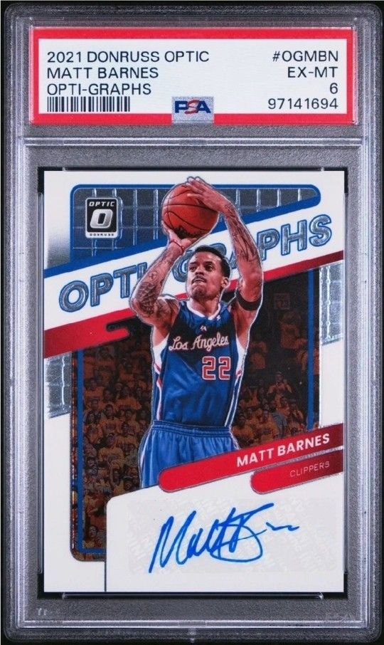 2021 Panini Optic Los Angeles Clippers Matt Barnes Optigraphs Auto #/99 PSA 6 🔥