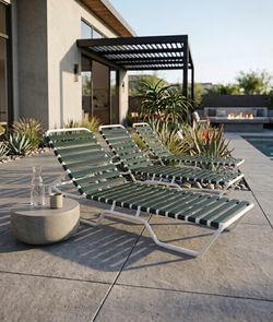 Set of 3 Mid Century Aluminum Chaise Lounge Outdoor Patio Chairs