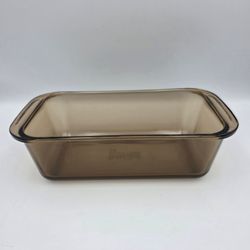 Vintage Pyrex Amber Brown Loaf Pan 213 Glass Baking Dish Handles 1.5 Qt Bread
