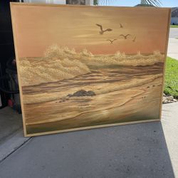 Gorgeous Oversized Oil Painting by Williams. 61”x 49.5”  Solid Wood Frame. Slight chip on one corner