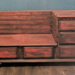 Modern Apothecary Storage Bench Solid Wood Brass Hardware