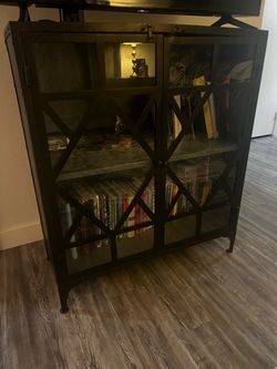Industrial Metal and Glass Display Cabinet