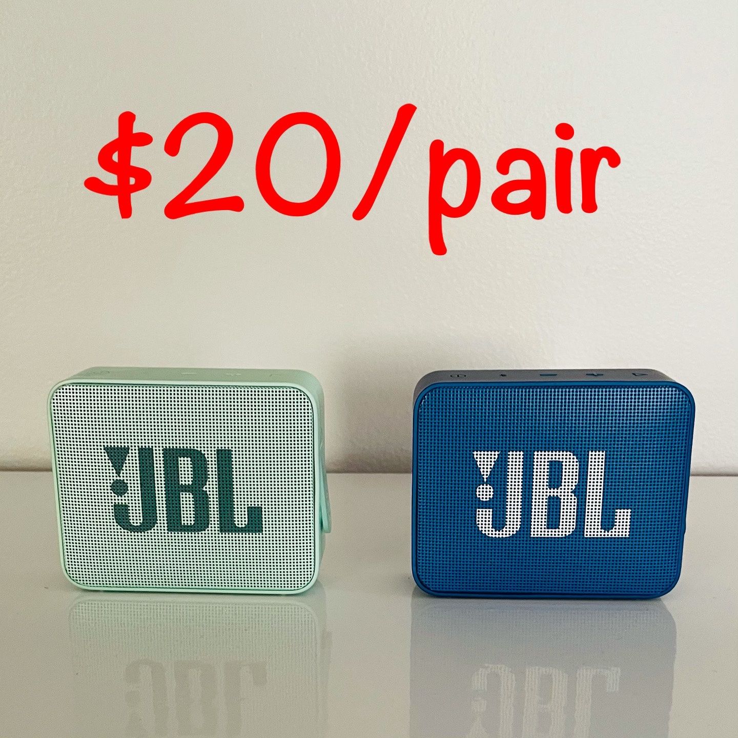 JBL GO2 Bluetooth Waterproof Speaker Pair