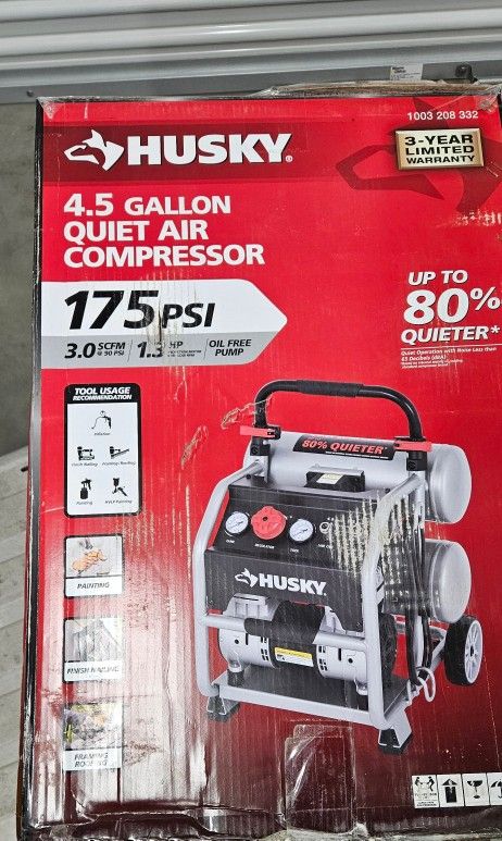  Husky 4.5 Gal Portable Electric Quiet Air Compressor 