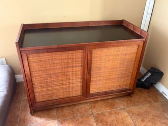 Midcentury Gallery Top Cane Door Credenza Designed by Jack Cartwright