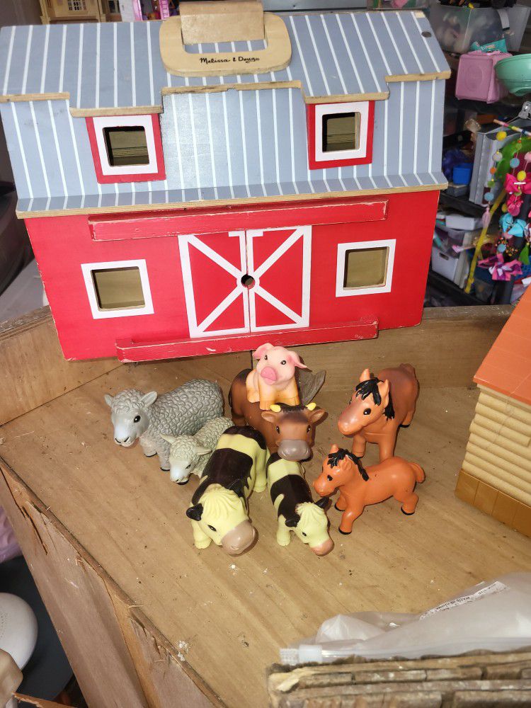 Melissa And Doug Wooden Barn With Animals Pictured Included