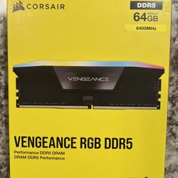 BRAND NEW *SEALED* CORSAIR VENGEANCE RGB DDR5 RAM 64GB (2x32GB) 6400MHz 288- Pin