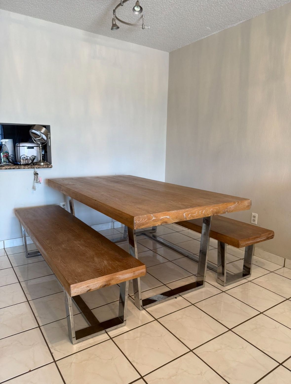 Wood Table With benches