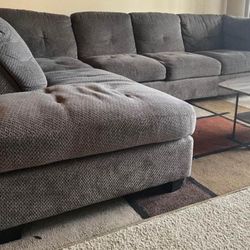 Gray Abbey 2pc 120” by 84” Modern Sectional Sofa with LAF Chaise