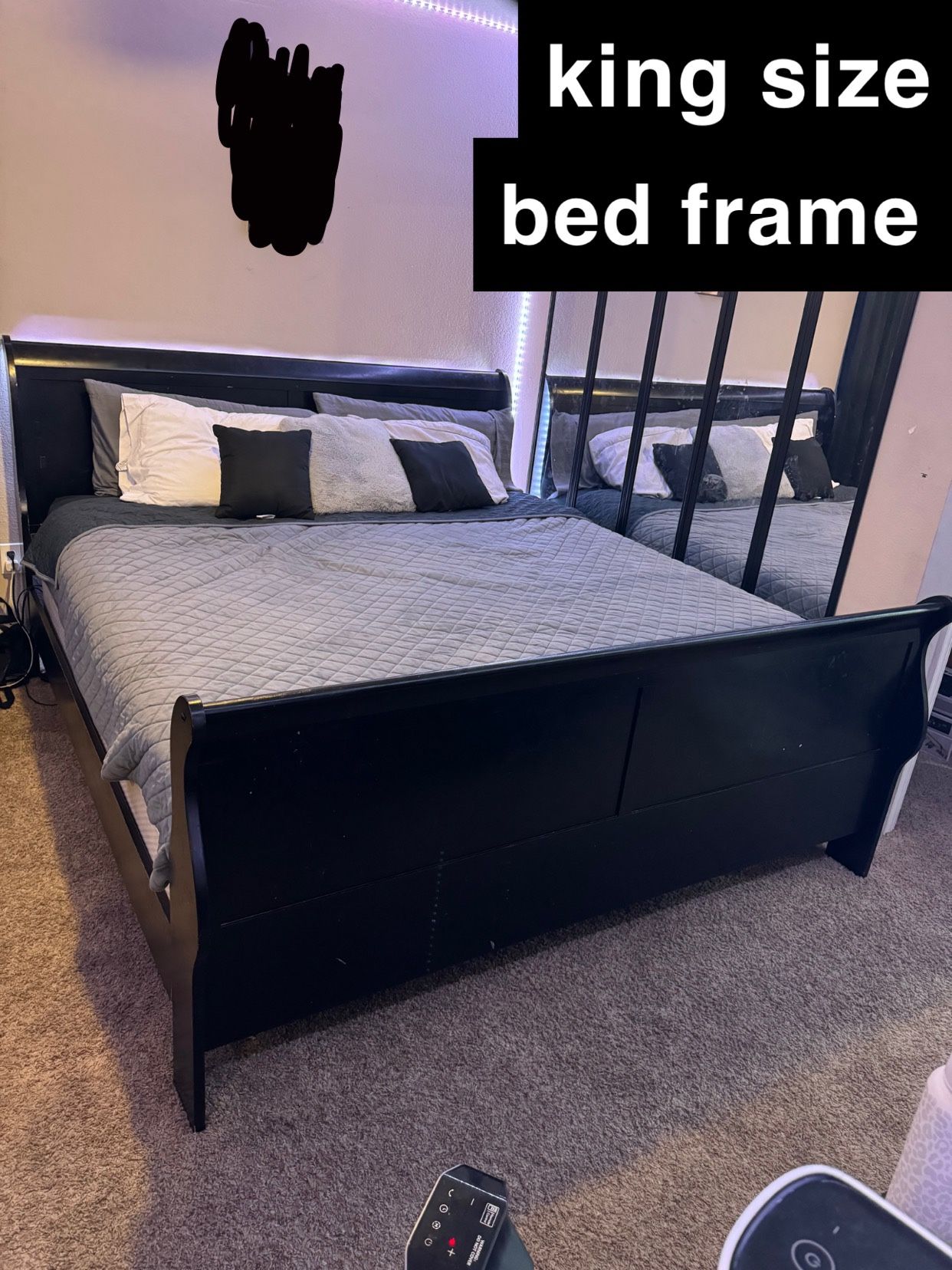 King Bed Frame and Dresser with Mirror