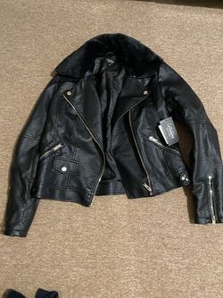 large faux leather jacket