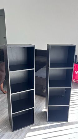 Two 4 tier storage shelves (black)