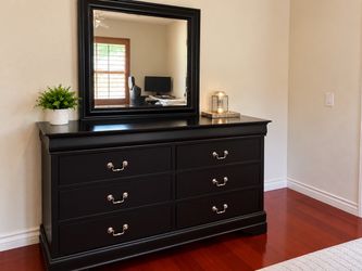 Black Wood Dresser with Mirror