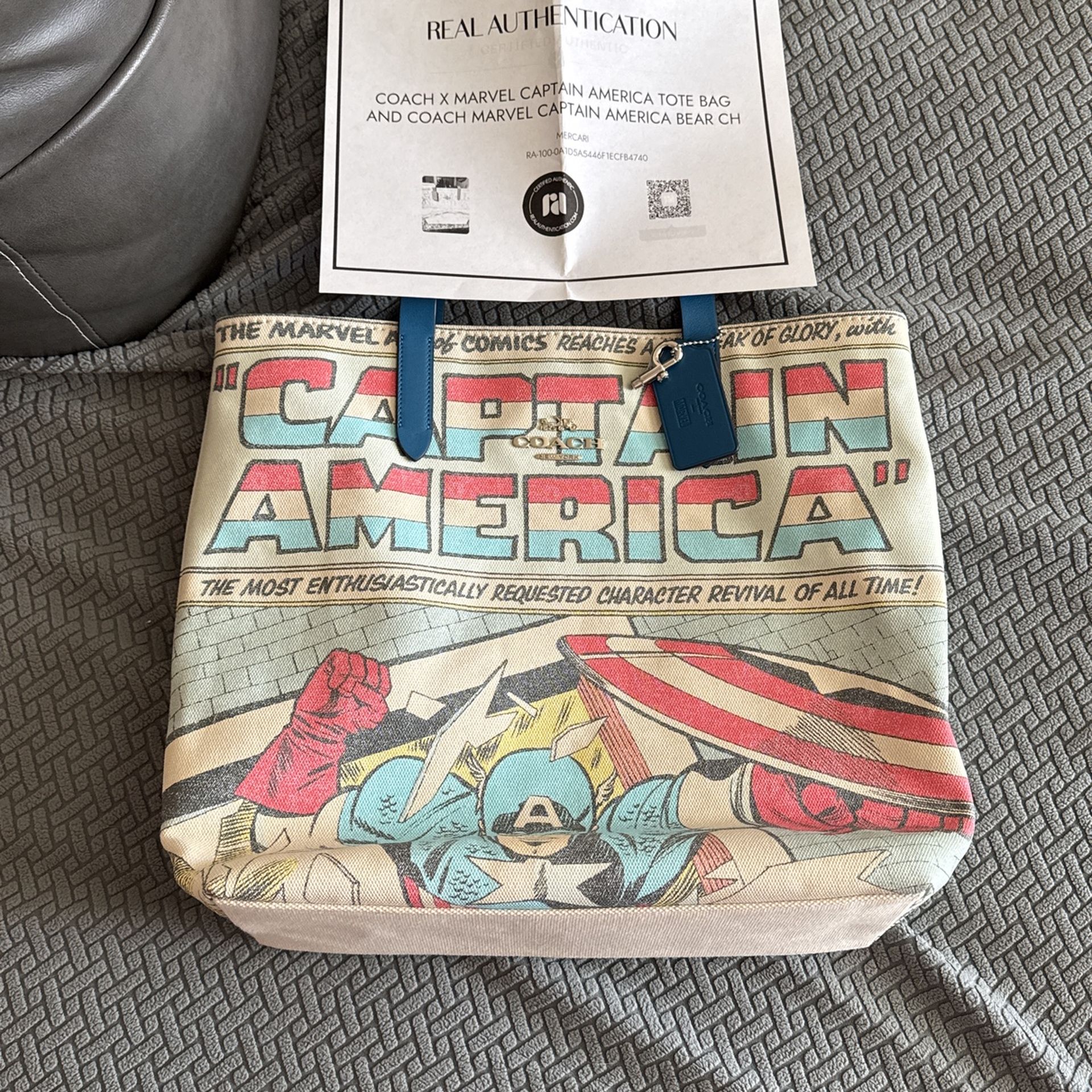 Coach X Marvel Captain America Tote Bag With Keychain