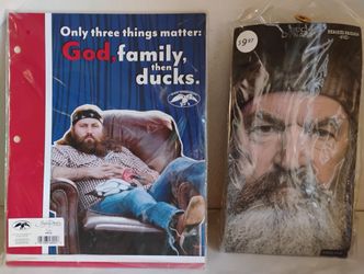 NEW UNOPENED ~ PHIL ROBERTSON - DUCK DYNASTY BEARDED BANDANA + 2-PACK FOLDERS