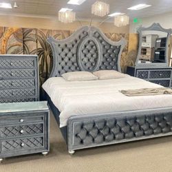 Cameo Bedroom Furniture Set 🌟 Queen Size Bedroom Furniture, King Bedroom Furniture Set ⭐$39 Down Payment with Financing ⭐ 90 Days same as cash