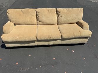 Beige Corduroy 3-Seat Sofa