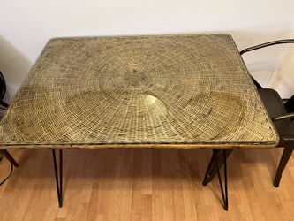 1950's Vintage Woven Rattan Table