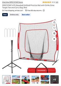 Baseball net and a bucket of 34 balls