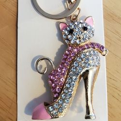 Bag Charm-Kitten In A High Heal Shoe.