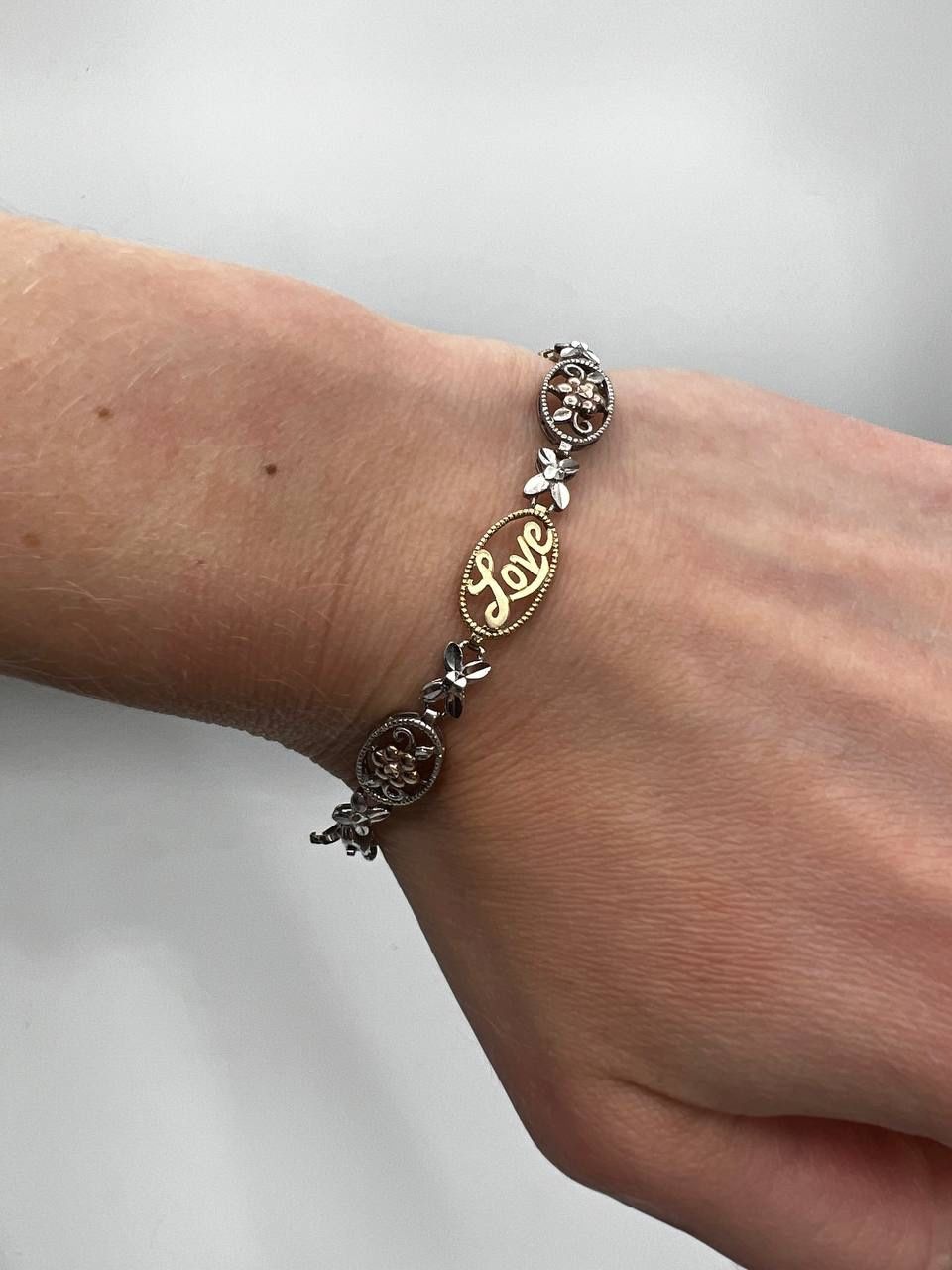 10K Solid Yellow & Rose Gold Sterling Silver 925 JCM Ladies Bracelet 7.25'' 5.5 grams