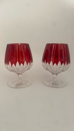 2 Ajka Castille Ruby Red Brandy Glasses