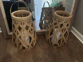 Outdoor/indoor lanterns battery powered set of 2