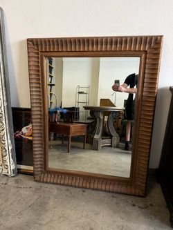 Old Wood Framed Mirror Gold/Copper Color