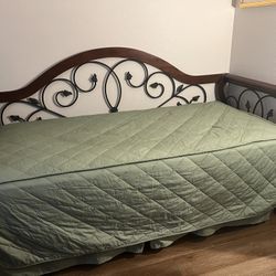 Daybed Wood with Wrought Iron Details