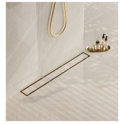 Neodrain 36-Inch Gold Linear Shower Drain, 2-in-1 Flat & Tile Insert Cover