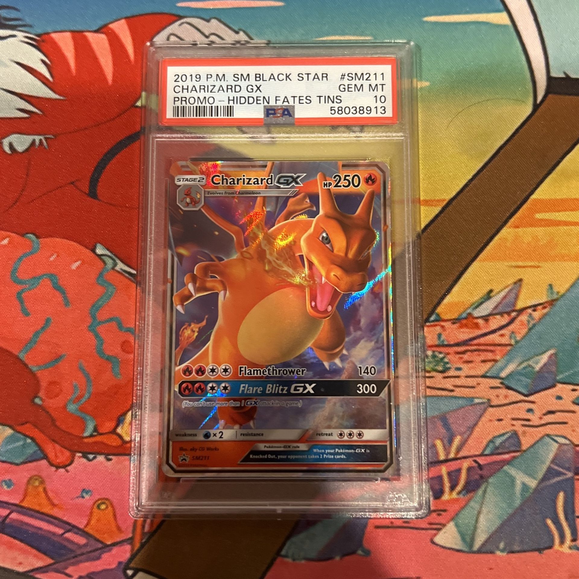 2019 Pokemon Charizard GX #SM211 Black Star Hidden Fates Tins Promo PSA 10