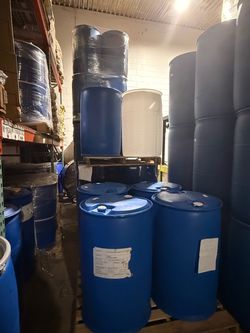 23 Used 55 Gallon Plastic Drums (Blue) - Selling as a Lot