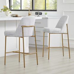 Counter Height Bar Stools Set of 2, Light Grey