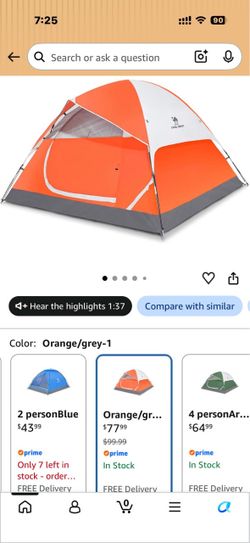 Camel Crown Orange Grey Dome Camping Tent