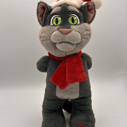 Talking Friends Tom Christmas Cat Plush 12" Voice Recorder Mouth Motion Holiday