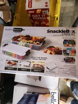 Snackle box two-piece storage set with cutting board lids