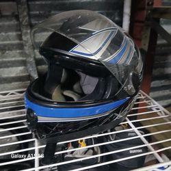 Full-Face Motorcycle Helmet Black and Blue