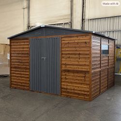 New 8’x10’ Outdoor Cedar Wood Storage Shed Metal Door and top
