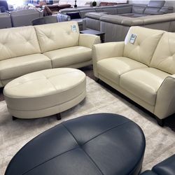 Top Grain Retro Leather Sectional- Myia