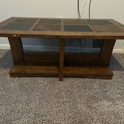 Slate Tile Wood Coffee Table