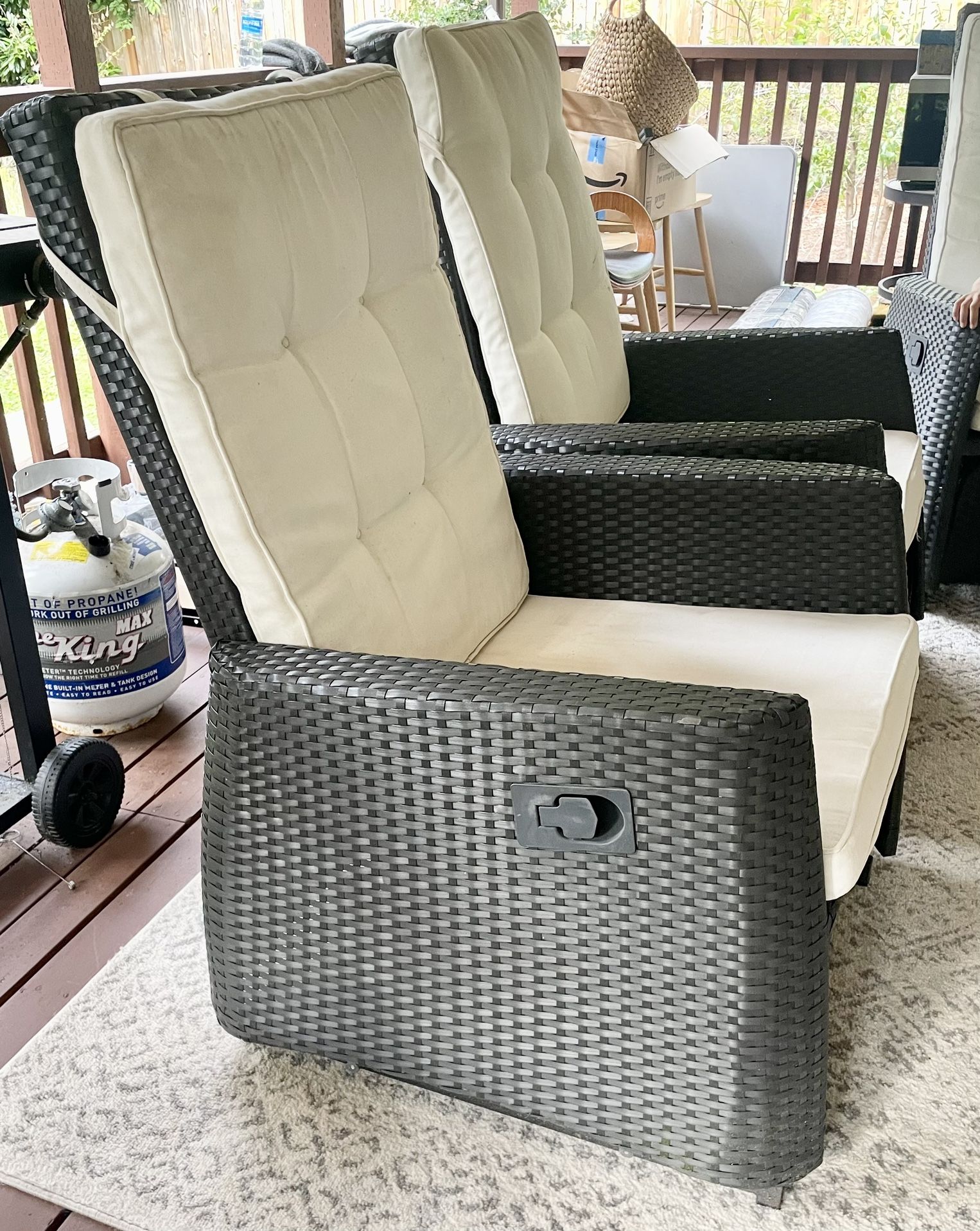 3 Outdoor Black Rattan Gliding Chairs