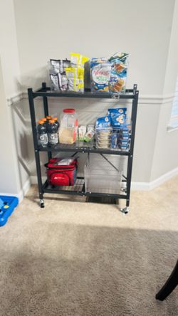 Rolling Black Utility Shelf (Foldable)