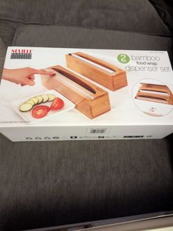 Seville Classics Bamboo Food Wrap Dispenser Set