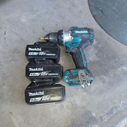 Makita Hammer Drill with 3 Batteries