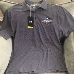 2025 Men’s Final Four Under Armour Striped Polo Shirt, NWT