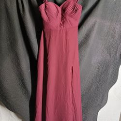 Burgundy Pleated Chest Corset Back Dress Formal Sz 8