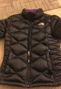 Black and purple North Face Jacket