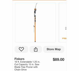 16 ft. Extendable 1.25 in. Cut Capacity 15 in. Saw Blade Tree Pruner with Chain-Drive