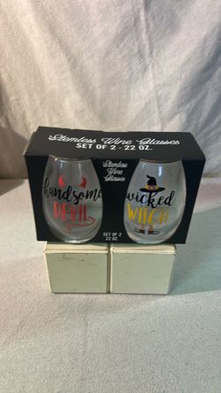 NIB Halloween Stemless Wine Glasses