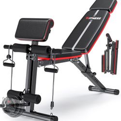 Adjustable Weight Bench, Workout Bench with Leg Extension and Preacher Curl Pad, Weight Bench